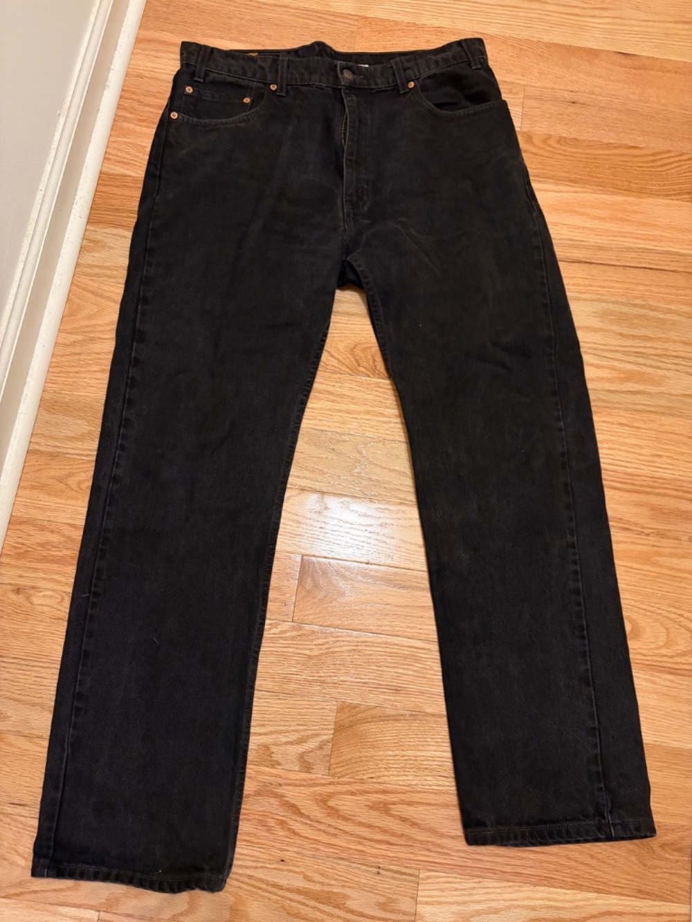 Levi's 505 Regular Fit Straight Leg Men's Black Jeans 36x32